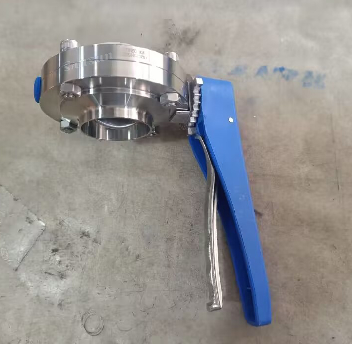 Sanitary Weld Butterfly Valve With Blue Plastic Handle From China