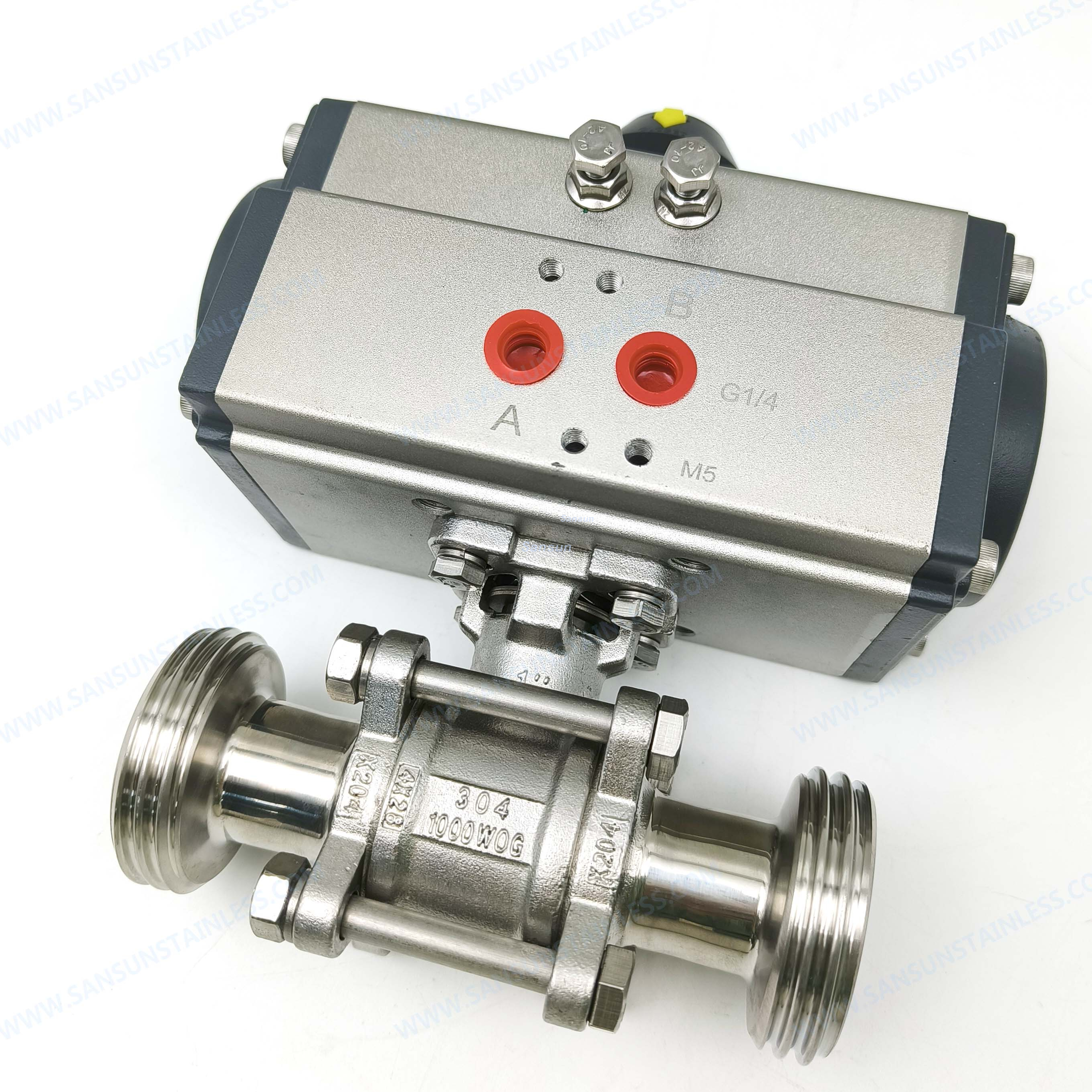 Stainless Steel Threaded Pneumatic Actuated 3 PC Ball Valve