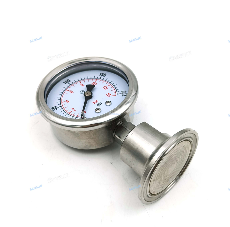 Stainless Steel Tri Clamp End Diaphragm Pressure Gauge 