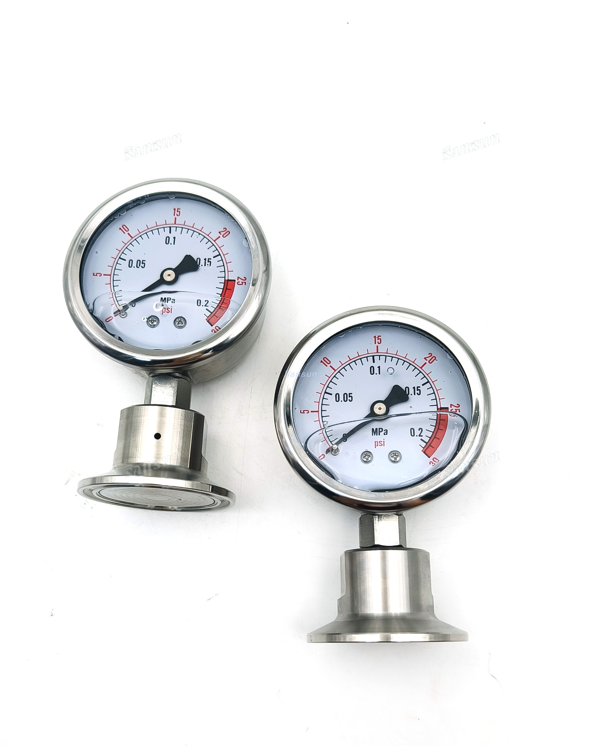 Stainless Steel Tri Clamp End Diaphragm Pressure Gauge 0-30psi