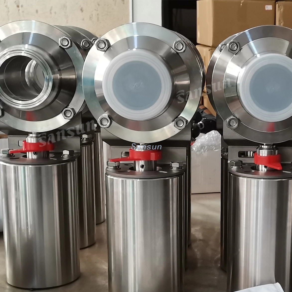 Sanitary Pneumatic Butterfly Ball Valves with Actuator