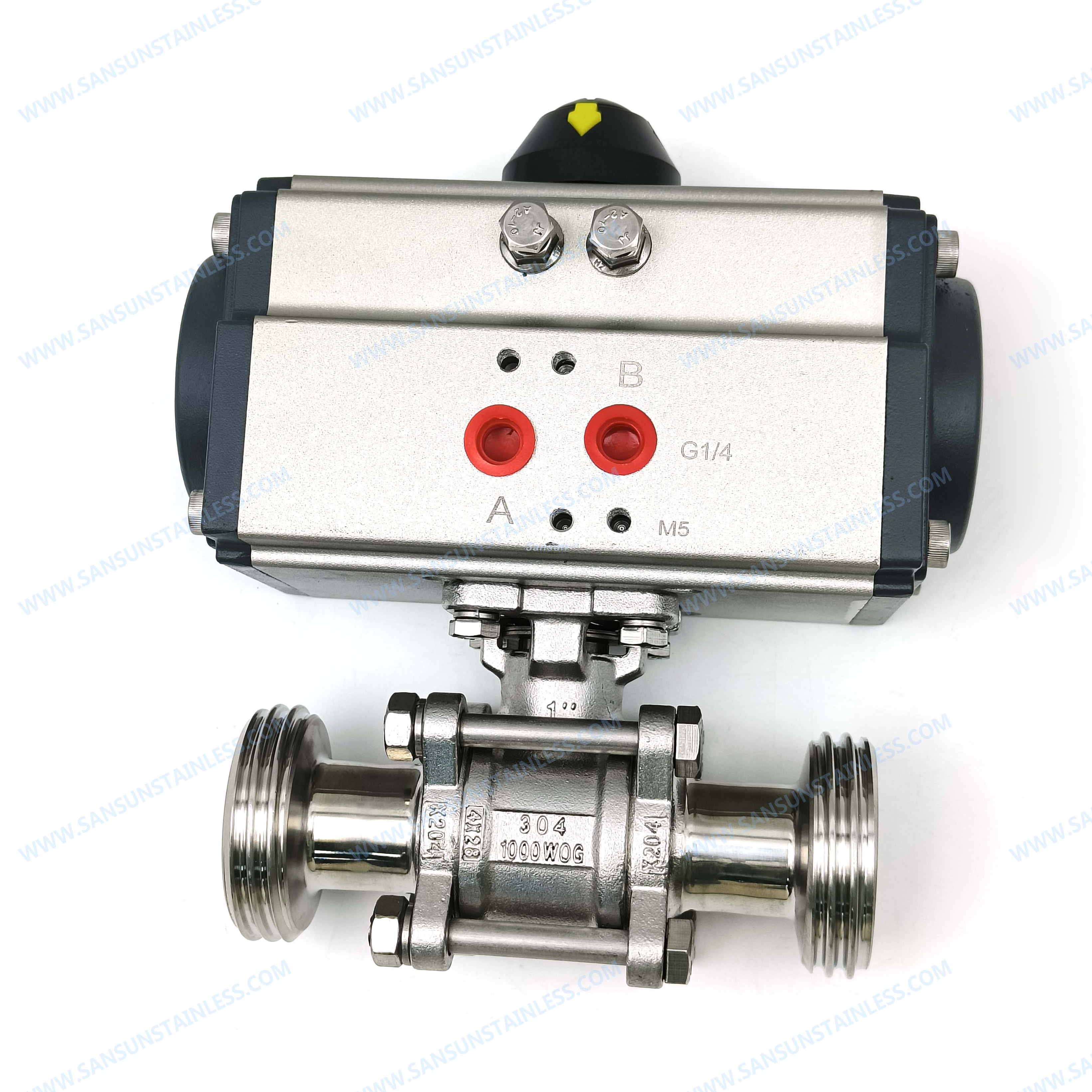 Stainless Steel Threaded Pneumatic Actuated 3 PC Ball Valve