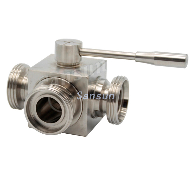 Sanitary 3 Way NPT Ball Valve Full Port