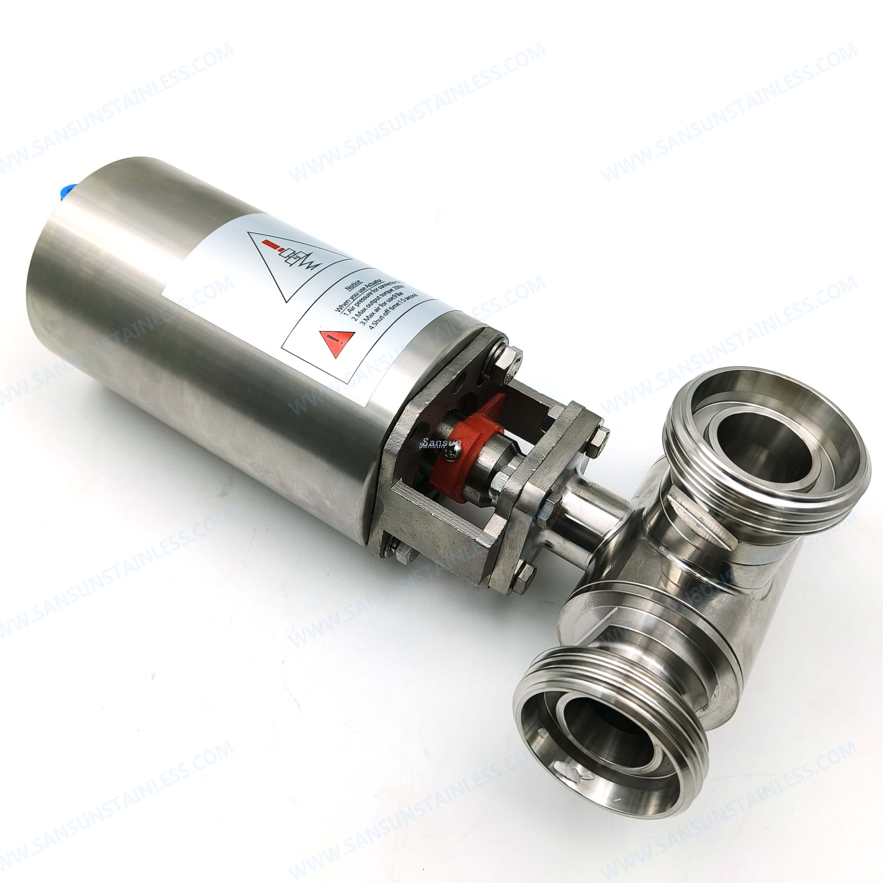 Sanitary Pneumatic 3-way threaded ball valve best price