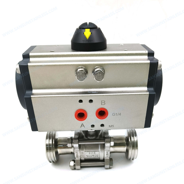 Stainless Steel Threaded Pneumatic Actuated 3 PC Ball Valve