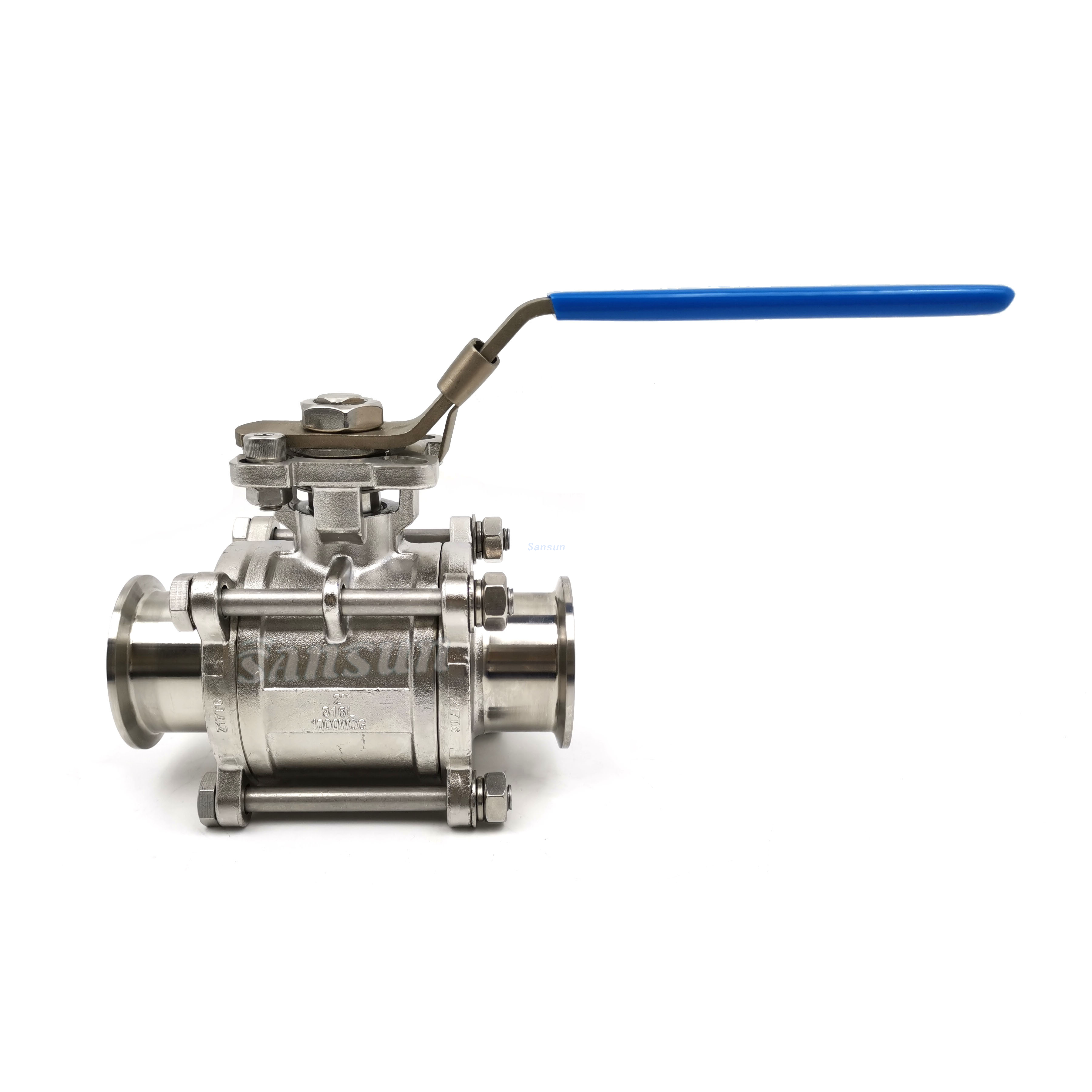 Sanitary 3 Piece Full Port Tri Clamp Ball Valve