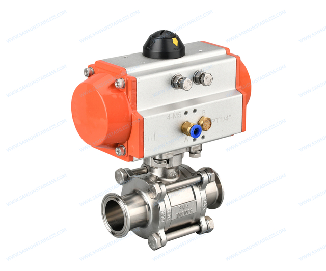 316 Stainless Steel Pneumatic Actuated 3 Piece Ball Valve
