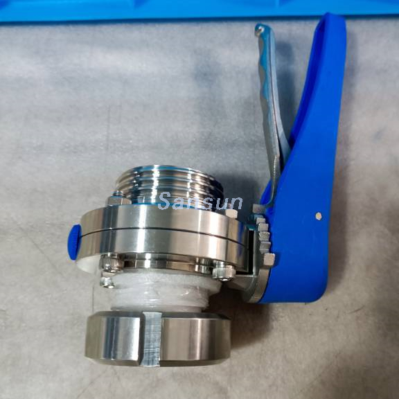 Sanitary SS304 Male Nut Butterfly Valve