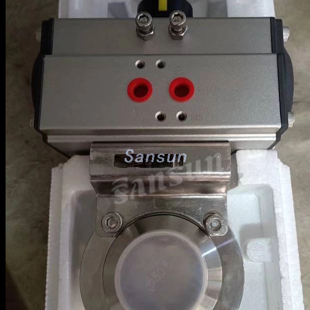 Sanitary Aluminium Actuator Automatic Butterfly Valve Double Acting