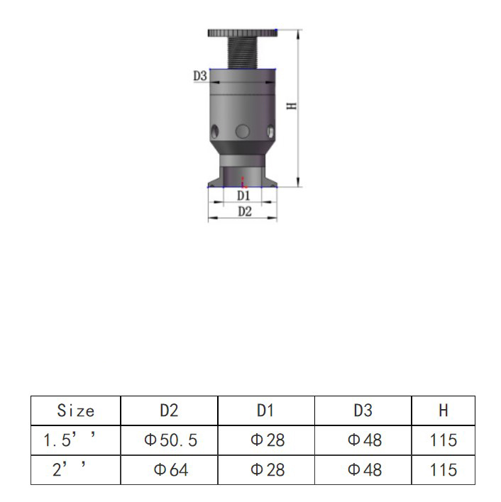 drawing of adjustable pressure air release valve