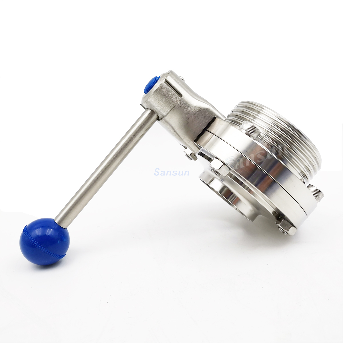 Sanitary Weld Threaded Butterfly Valve 4 Position Handle
