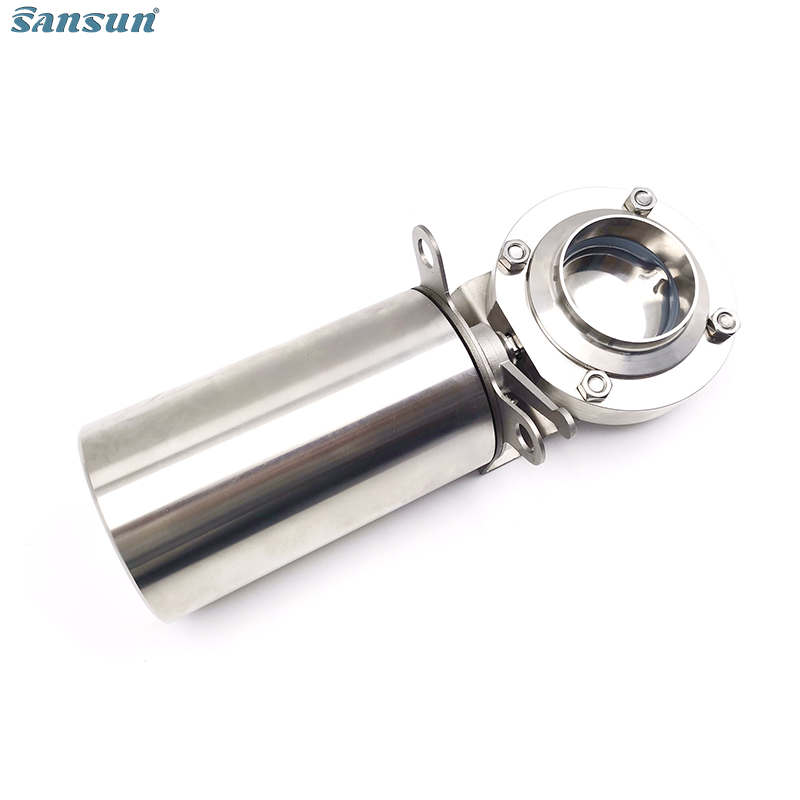 Food Grade Pneumatic Actuator Weld Ends Butterfly Valve