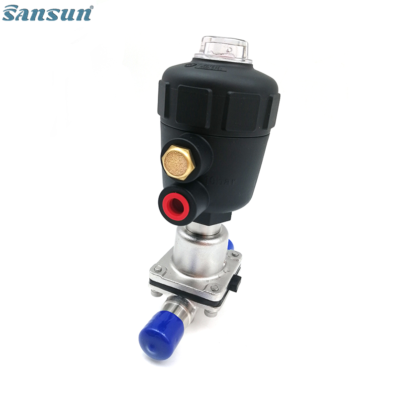 DIN Sanitary Weld Diaphragm Valve with Plastic Pneumatic actuators