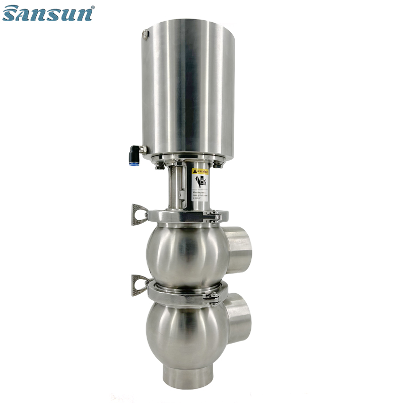 DIN weld F type Pneumatic divert seat valve 