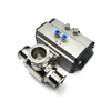 Sanitary Pneumatic tri clamp 3 Way Ball Valve