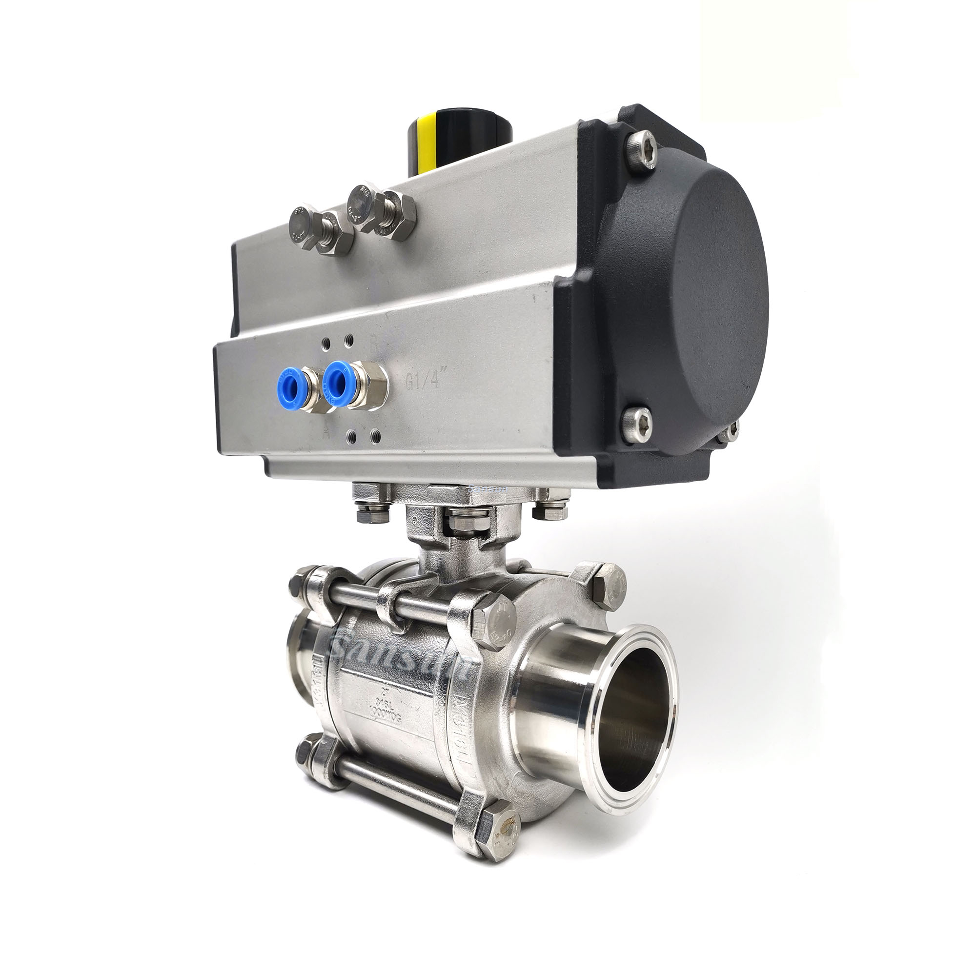 Stainless Steel Pneumatic Actuated 3 Piece Ball Valve