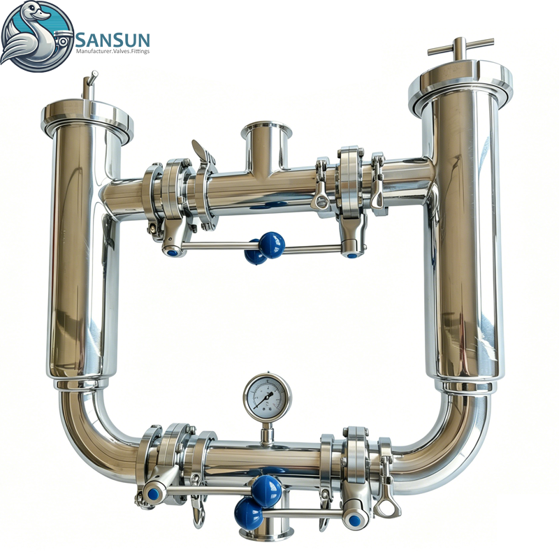 Food Grade Sanitary Stainless Steel Duplex Basket Strainer