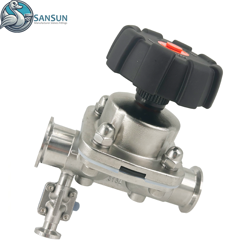 SS316L Hygienic Straight-Through Diaphragm Valve with Mini Diaphragm Valve Assembly