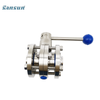 DIN Welded Three Piece Butterfly Valve with Pull Handle