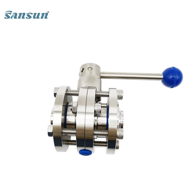 DIN Welded Three Piece Butterfly Valve with Pull Handle