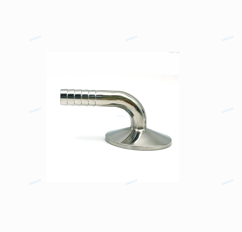 1.5" Tri Clamp x 3/8" Hose Barb with 90 Degree Bend