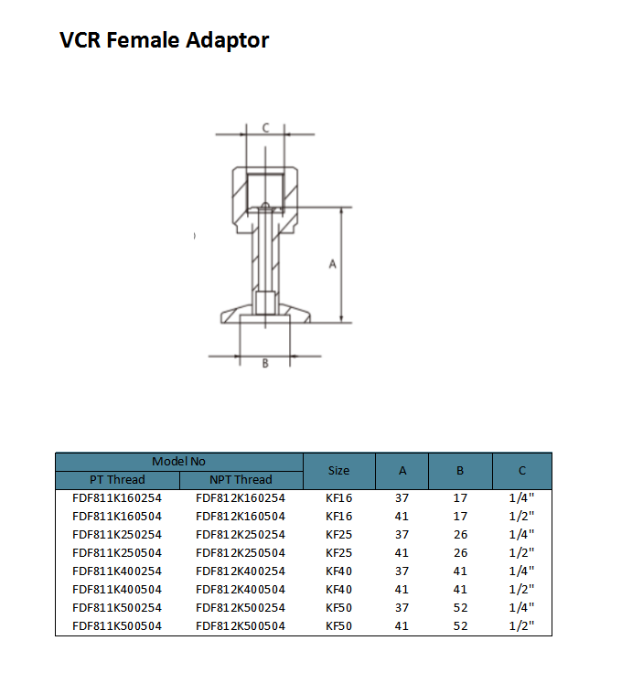 VCR Female Adaptor
