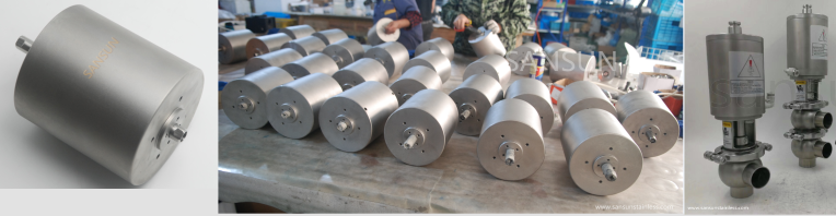 Stainless steel pneumatic actuator for divert single seat valve