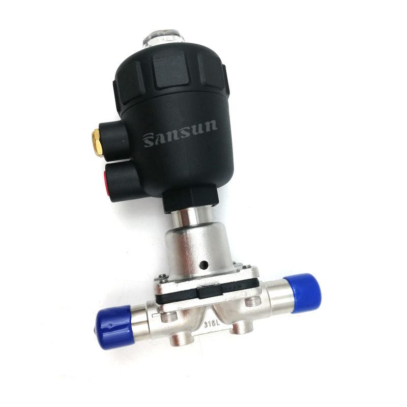 Sanitary Weld Diaphragm Valve with Plastic Pneumatic actuators