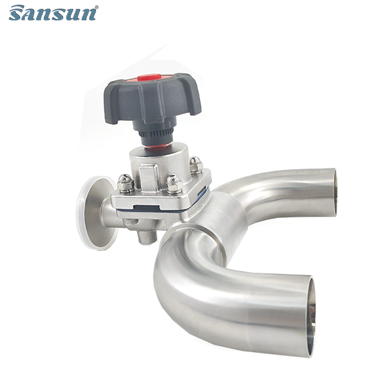 Sanitary U Type Three Way Diaphrgam Valve 