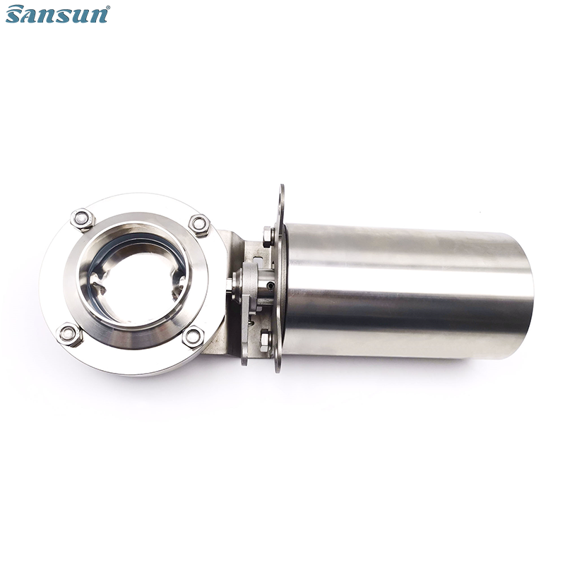 Food Grade Pneumatic Actuator Weld Ends Butterfly Valve