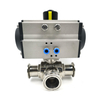 Sanitary Pneumatic tri clamp 3 Way Ball Valve
