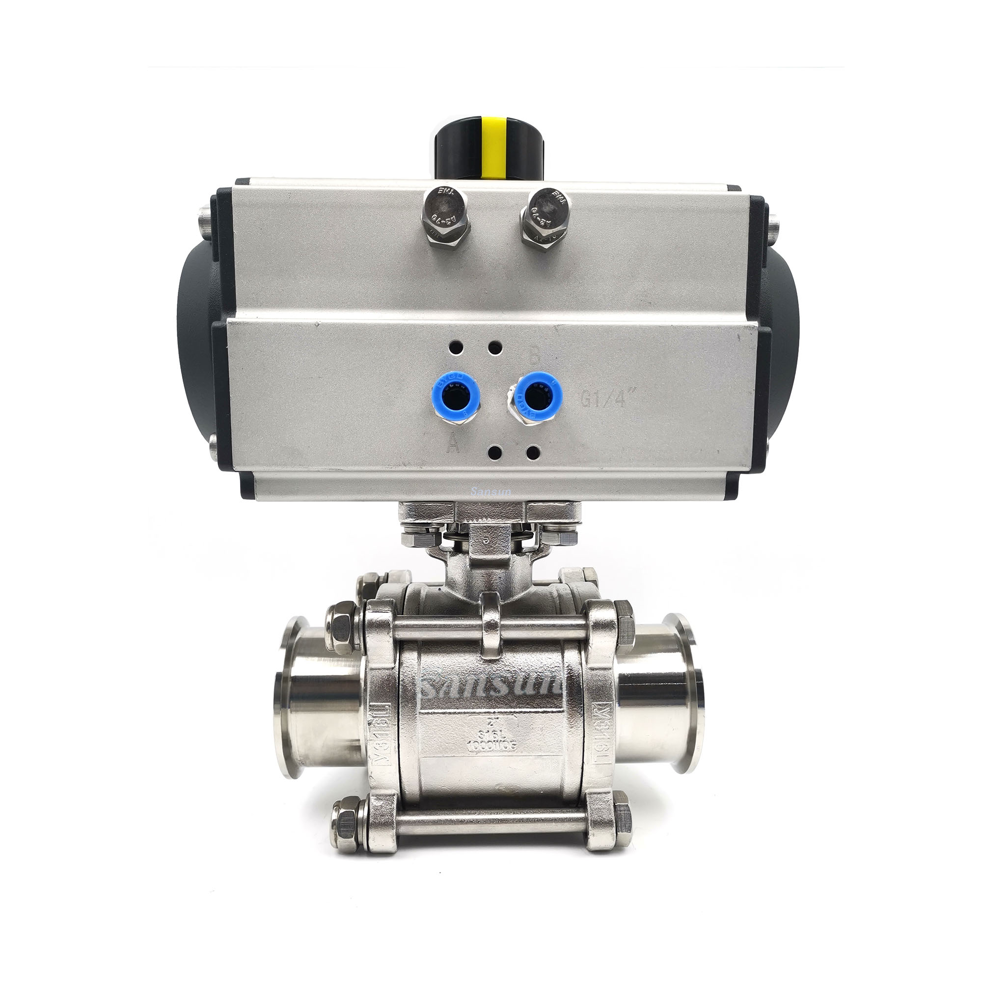 Stainless Steel Pneumatic Actuated 3 Piece Ball Valve