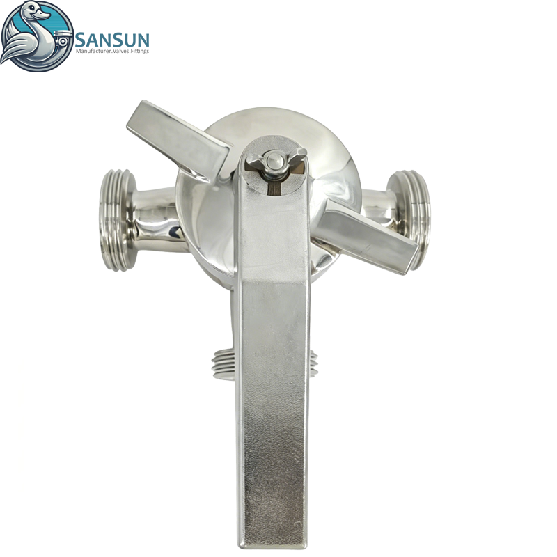 Food-Grade Sanitary Stainless Steel Manual 3-Way Threaded End Plug Valve
