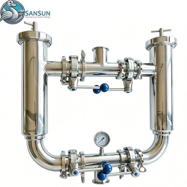 Sanitary Stainless Steel Duplex Basket Filter for Beverage Dairy Juice Filtration