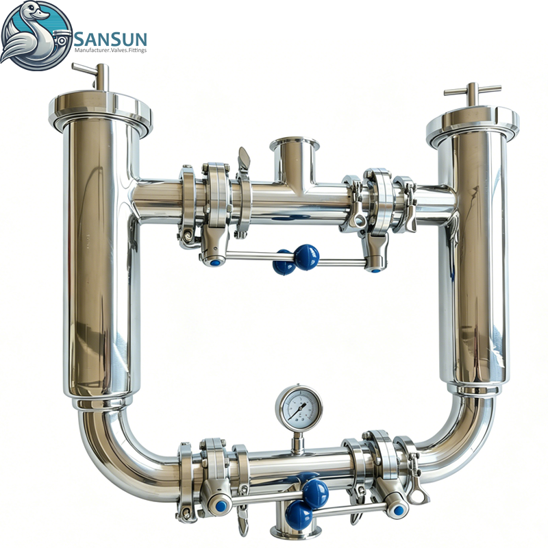 Food Grade Sanitary Stainless Steel Duplex Basket Strainer