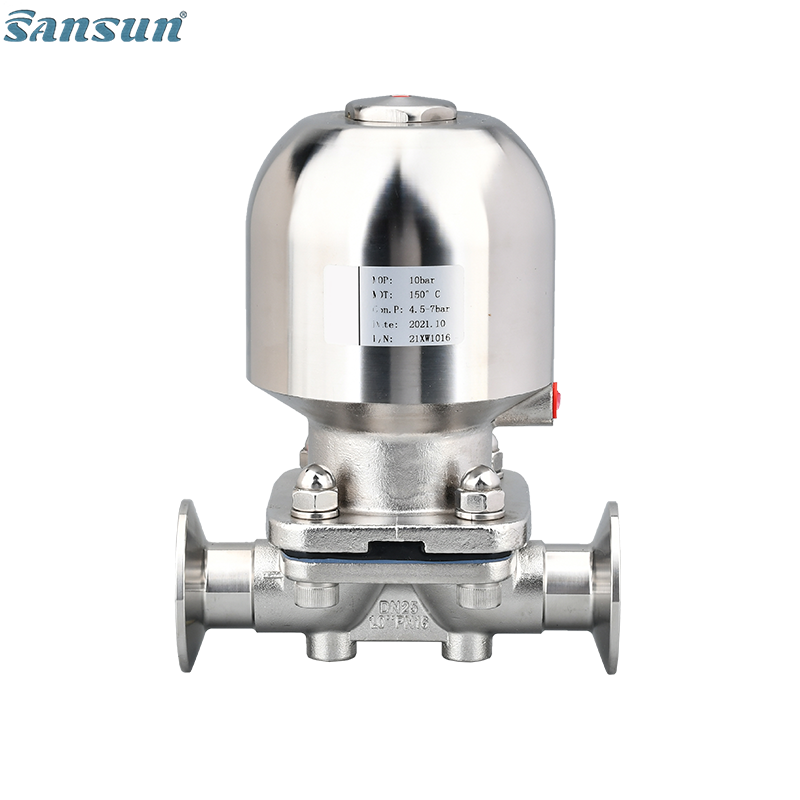 DIN clamp Sanitary Air Actuated Diaphragm Valve with Silicone Seal Factory Price