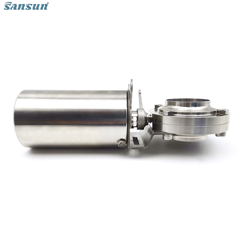 Food Grade Pneumatic Actuator Weld Ends Butterfly Valve