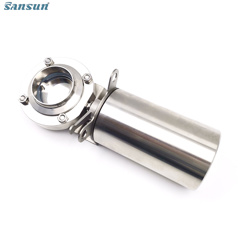 DIN Sanitary Butterfly Valves With Butt-Weld Ends, Pneumatic Operation