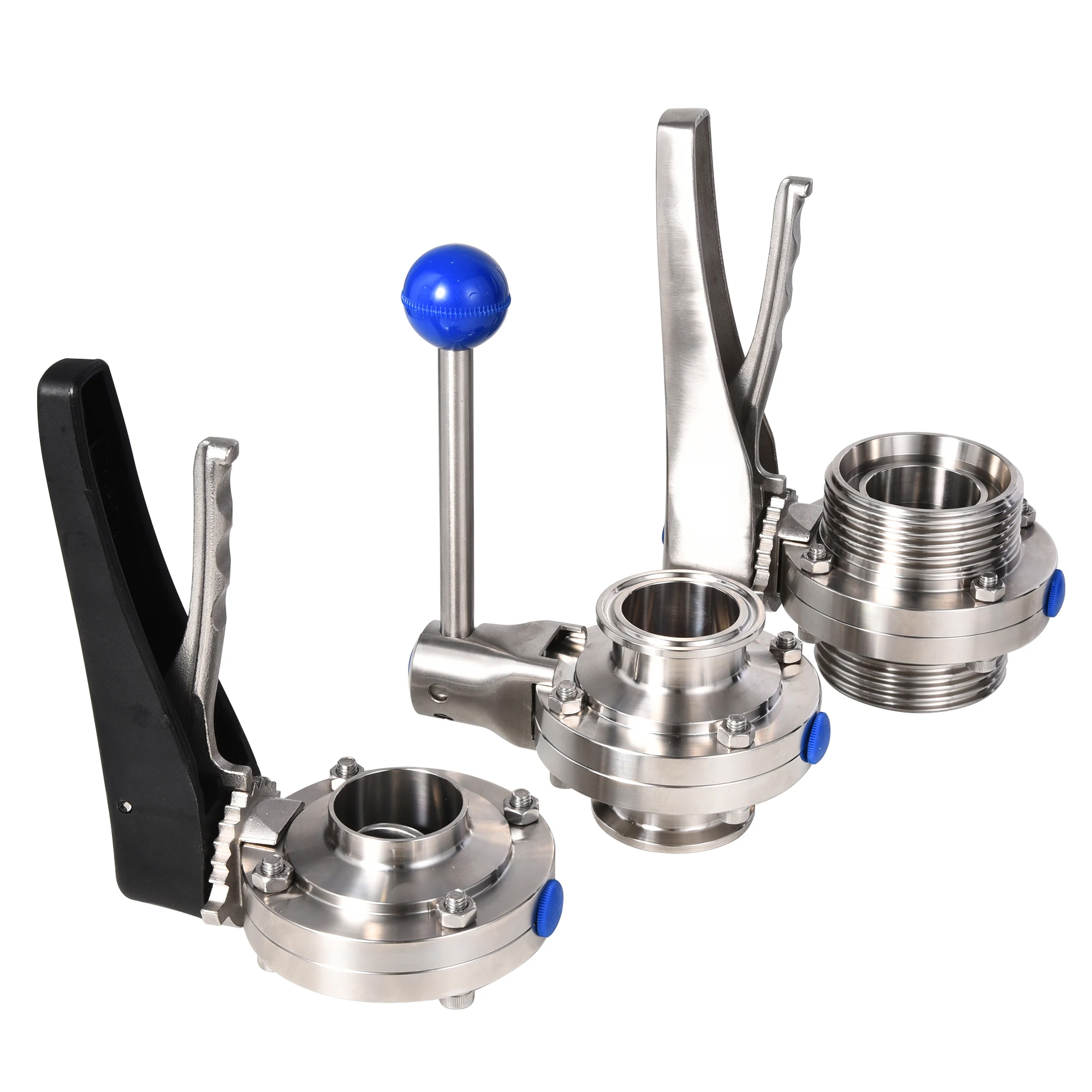 Hygienic food grade stainless steel 3A/SMS 304 316 Silicon seal Sanitary Manual Male Threaded Butterfly Valve