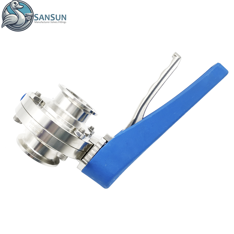 Data Center Liquid Cooling 316L Stainless Steel Tri-Clamp Butterfly Valves with Trigger Handle