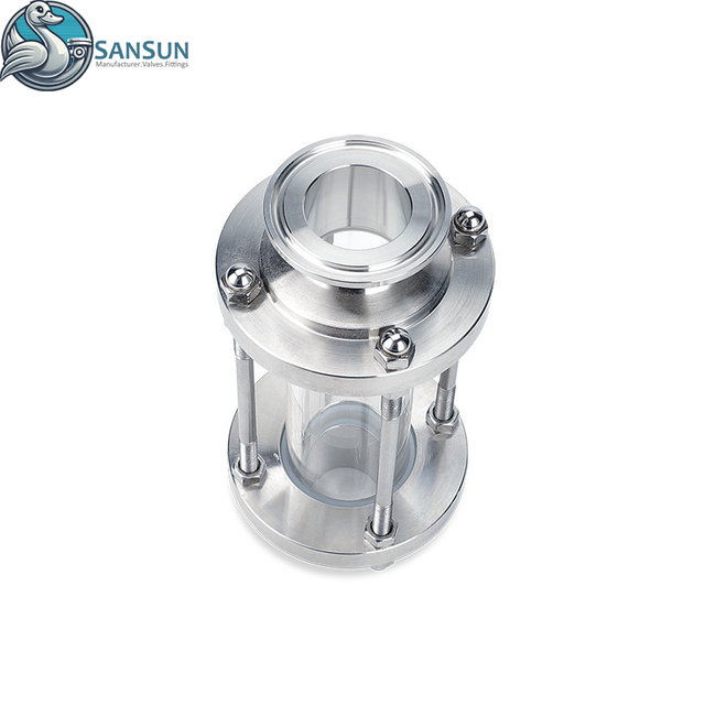 Hygienic Stainless Steel Tri Clamp Straight Inline Sight Glass AISI304 AISI316L For AI Data Center Liquid Cooling CDU Closed Loop Coolant Pipeline Monitoring SANSUN