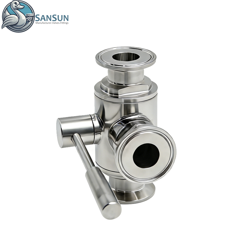 Data Center Liquid Cooling 316L Stainless Steel Tri-Clamp Manual Three-Way Ball Valve