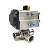 Sanitary Pneumatic tri clamp 3 Way Ball Valve