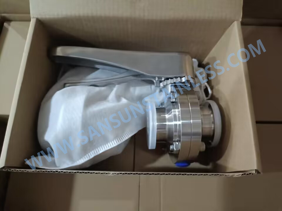 Stainless steel multiposition handle for butterfly valve