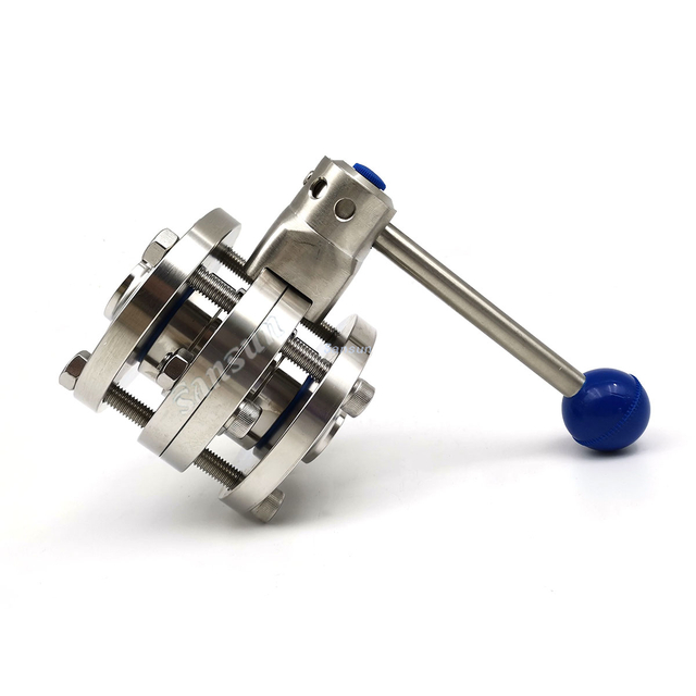 Sanitary Weld 3 Piece Butterfly Valve with Pulling Handle