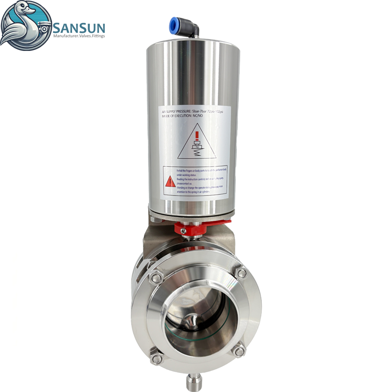 Data Center Liquid Cooling Systems 316L Pneumatic Mixproof Butterfly Valves