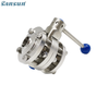 DIN Welded Three Piece Butterfly Valve with Pull Handle
