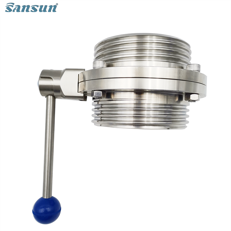DIN Sanitary Thread Butterfly Valves With Pull Handle