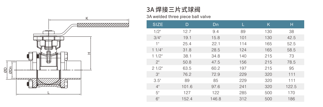 three piece ball valve