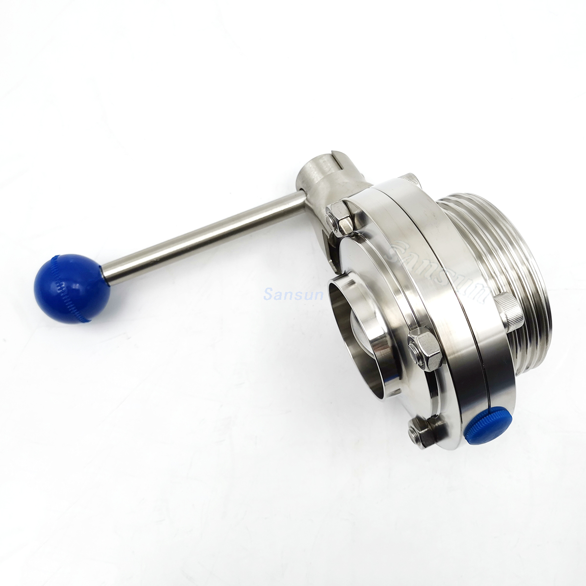 Sanitary Weld Threaded Butterfly Valve 4 Position Handle